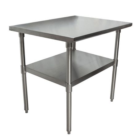 BK RESOURCES Work Table Stainless Steel W/Undershelf, Plastic bullet feet 36"Wx30"D SVT-3630